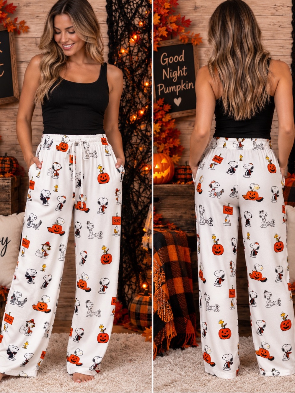 NWOT Peanuts Snoopy Halloween Pajama Pants Pumpkins Boo Women’s S 🎃👻🐶